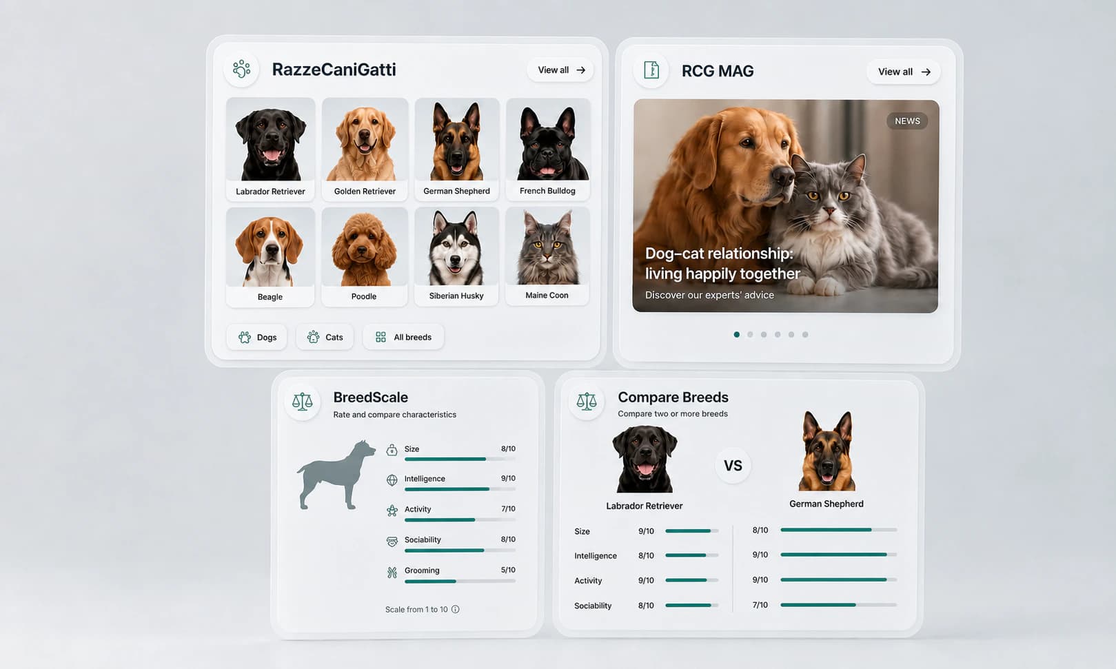Breed profiles, magazine, BreedScale and breed comparison