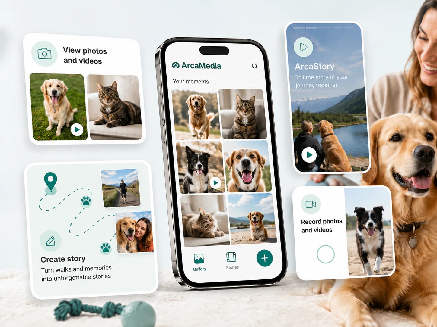 ArcaMedia with gallery, photo and video recording, and ArcaStory creation